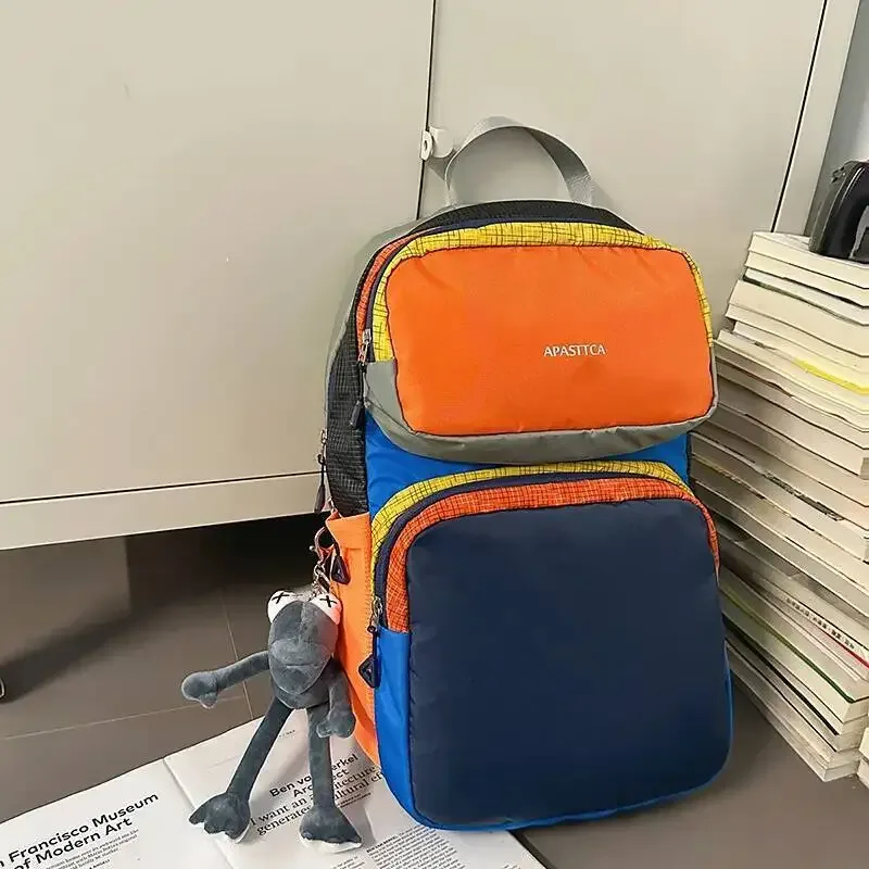 sac à dos de voyage en plein air, mode patchwork écologique, blocage de couleur, polyvalent, ultra-léger, sacs à bandoulière dopamine, nouvelle collection 2025