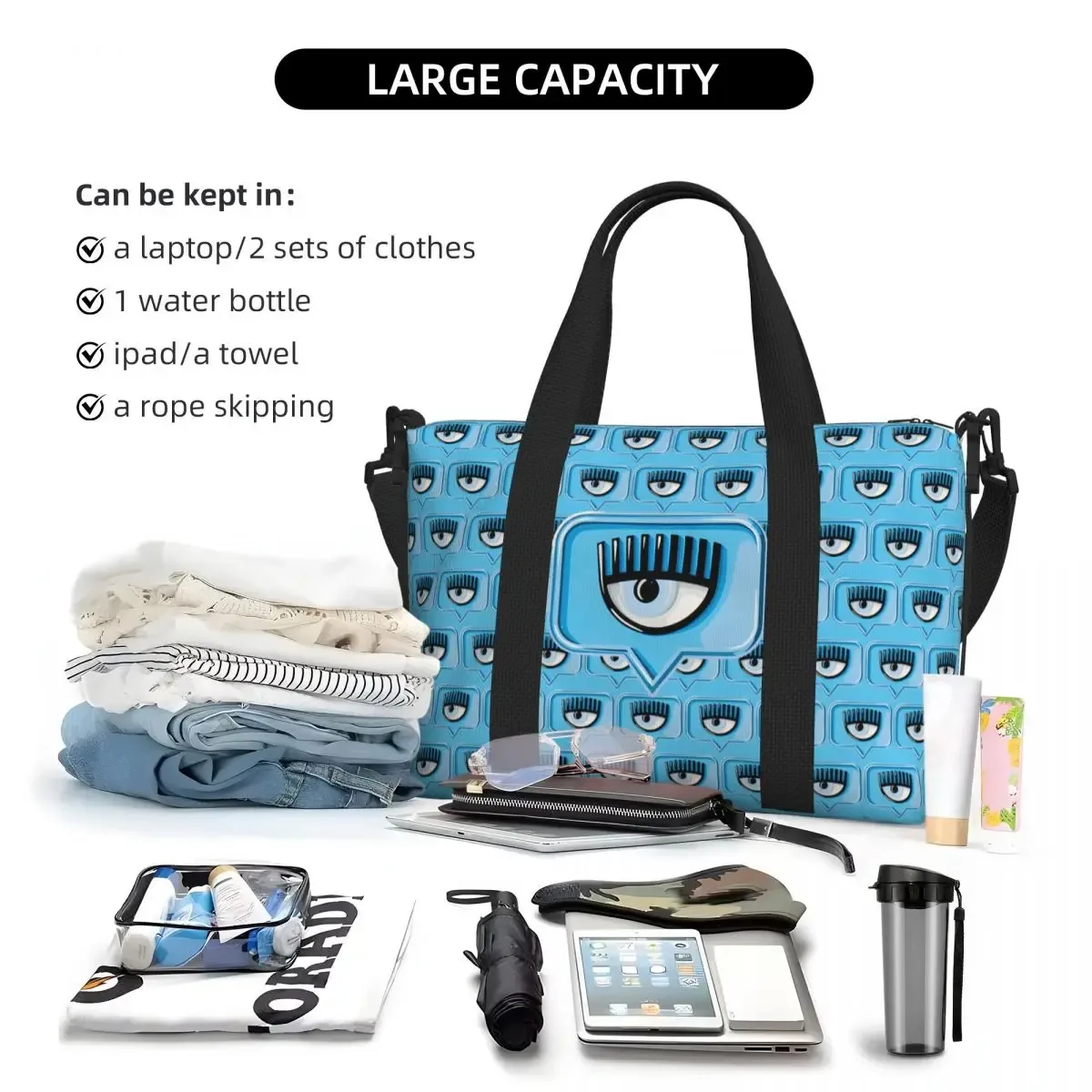 mode personnalisée yeux chauds f-erragnis c-chiaras sac fourre-tout de plage femmes grand compartiment plage salle de sport sacs de voyage