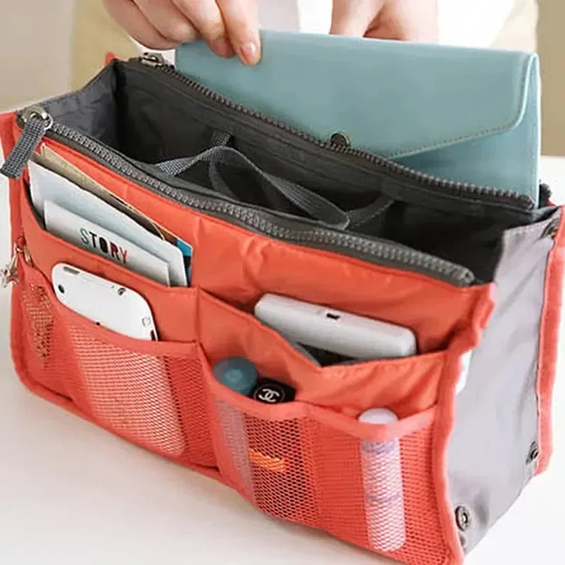sac de rangement multifonctionnel à double fermeture éclair, grande capacité, pour maquillage et articles de toilette, sac de classification spacieux