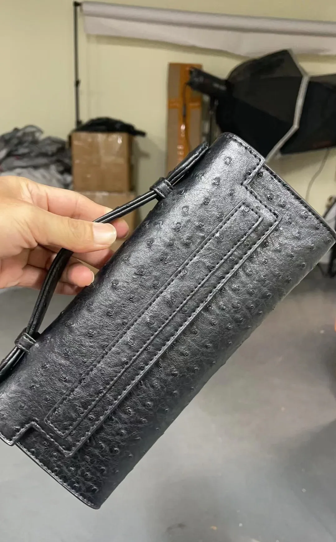 xmessun personnalisé motif d'autruche longue pochette en cuir pu sac fourre-tout de fête de haute qualité sacs à main de créateur ins sac à la mode