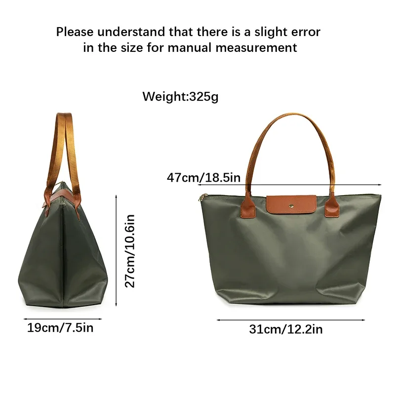 sac fourre-tout oxford avec accents en cuir, grande capacité, sacs à bandoulière décontractés pour femmes, résistant à l'eau, pliable