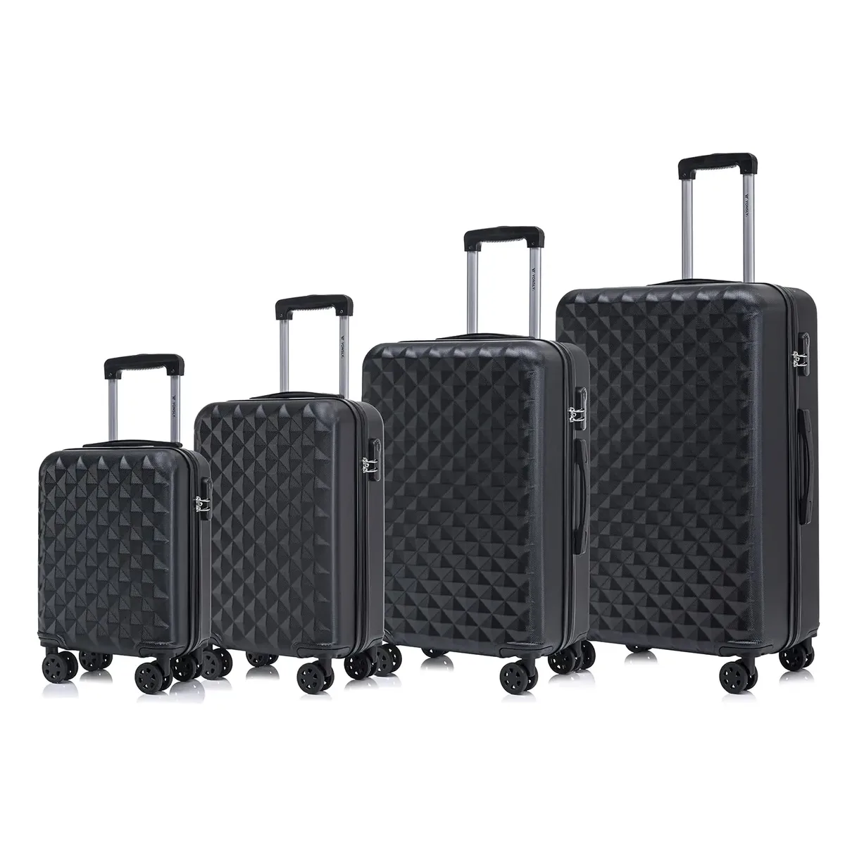 ensemble de valises yonsly 4 pièces 16/20/24/28 pouces, valise rigide à roulettes avec 4 roulettes 360° °   valise à roulettes avec poignée en caoutchouc souple et serrure à combinaison pour les voyages de vacances, d'affaires ou en famille