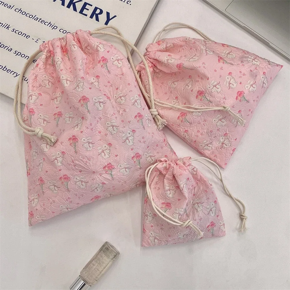 trousse de maquillage portable kawaii pour femme, trousse de toilette kawaii, rangement de cosmétiques, étui à cosmétiques de voyage, étui à cordes de proximité, jolie trousse de maquillage florale