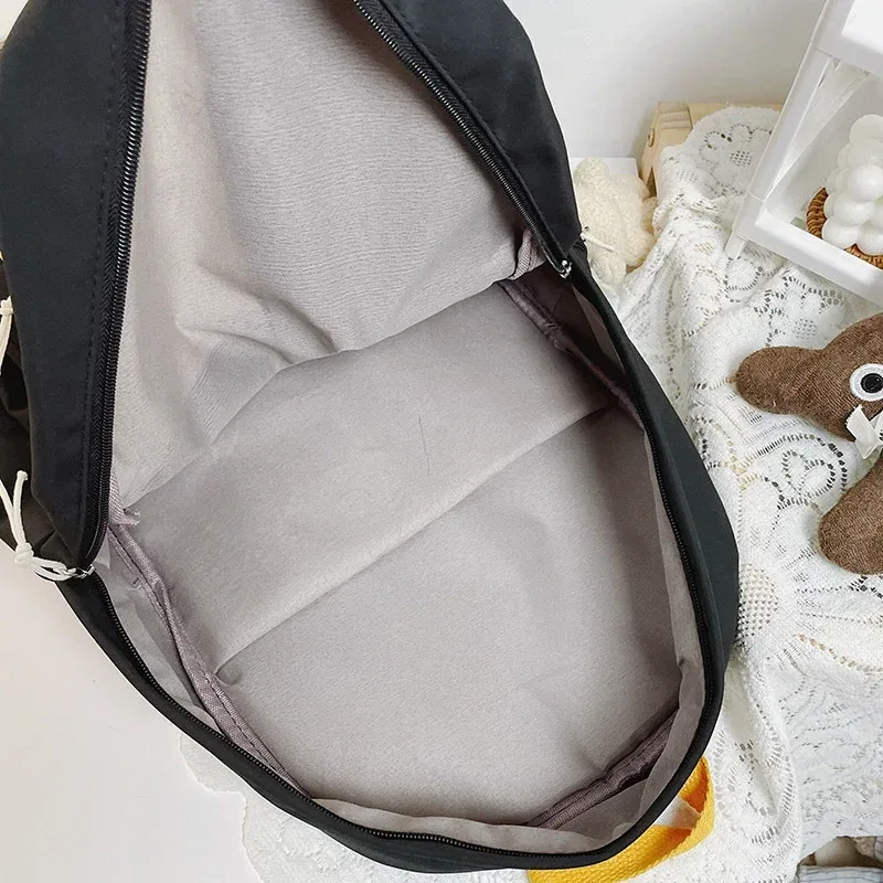 sac à dos de voyage en nylon imperméable de grande capacité, cartable de style coréen avec chat de dessin animé mignon pour femme
