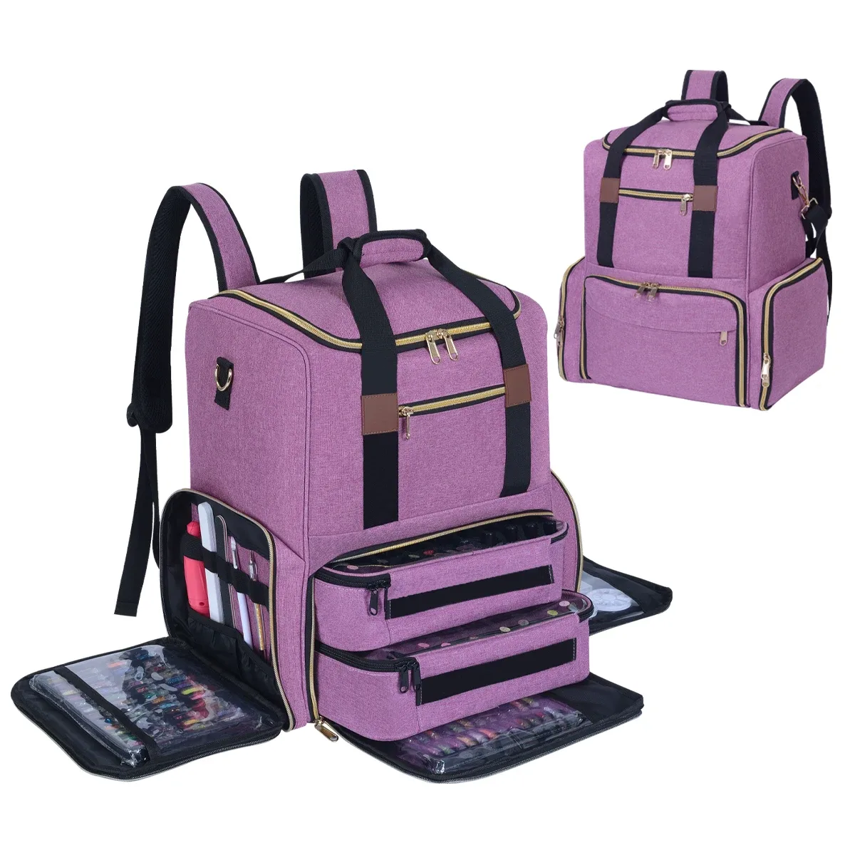 uozl – sac à dos organisateur de vernis à ongles, contient 80 bouteilles et une lampe à ongles, fournitures avec 2 étuis amovibles, sac de rangement professionnel tr