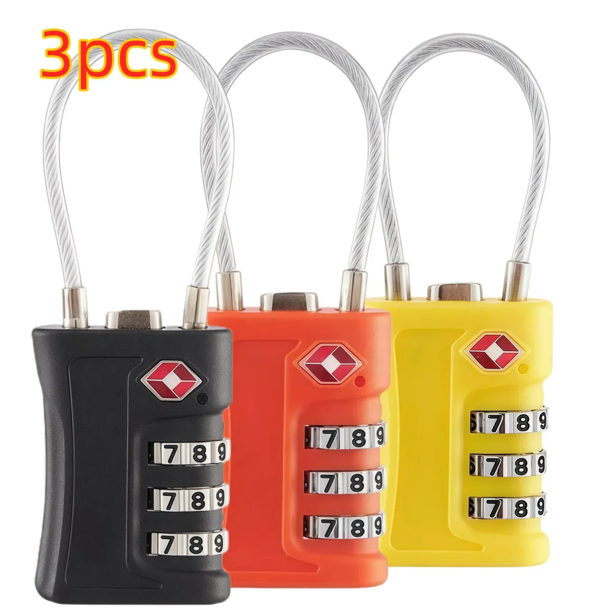cadenas code modifiable serrure tsa plastique abs noir design contrasté sécurité voyage abus resistant motif uni modifiable longue durée