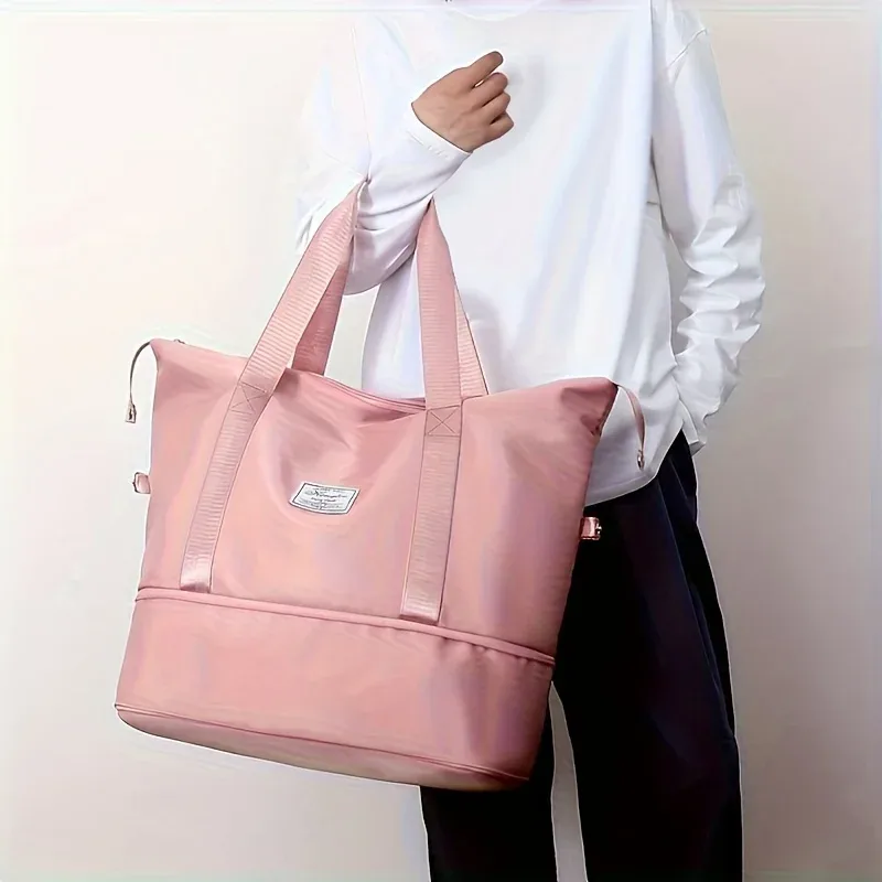 sac de voyage pour femmes de grande capacité, en nylon, léger, polyvalent, pour la gym et les voyages, sac à main de sport, style décontracté
