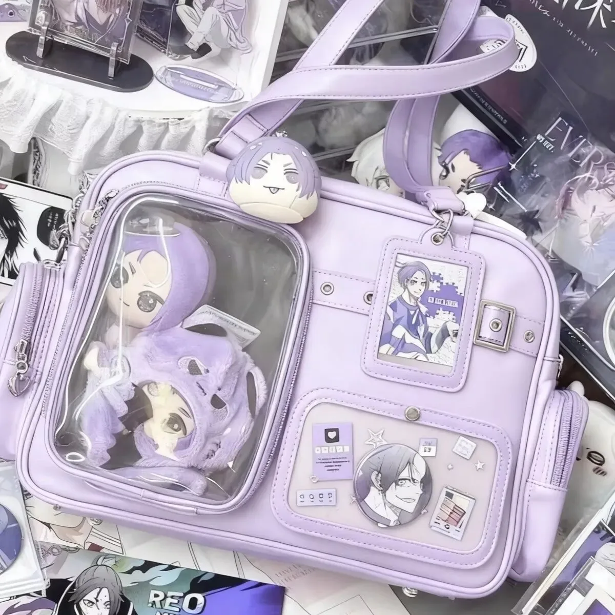 y2k nouveau mignon ita sac concert grande capacité sac à dos lolita fille sac à bandoulière transparent bricolage badge affichage sac à bandoulière décontracté