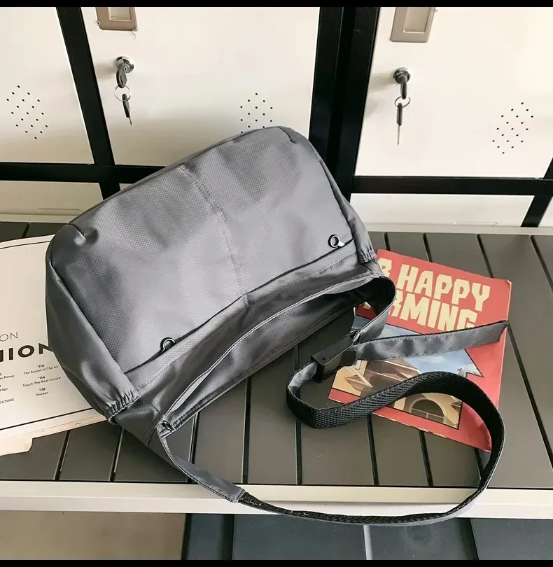 fourre-tout de grande capacité pour loisirs, sac en tissu nylon simple et étanche, sac à bandoulière unisexe, sac de sport léger, sac de boulettes