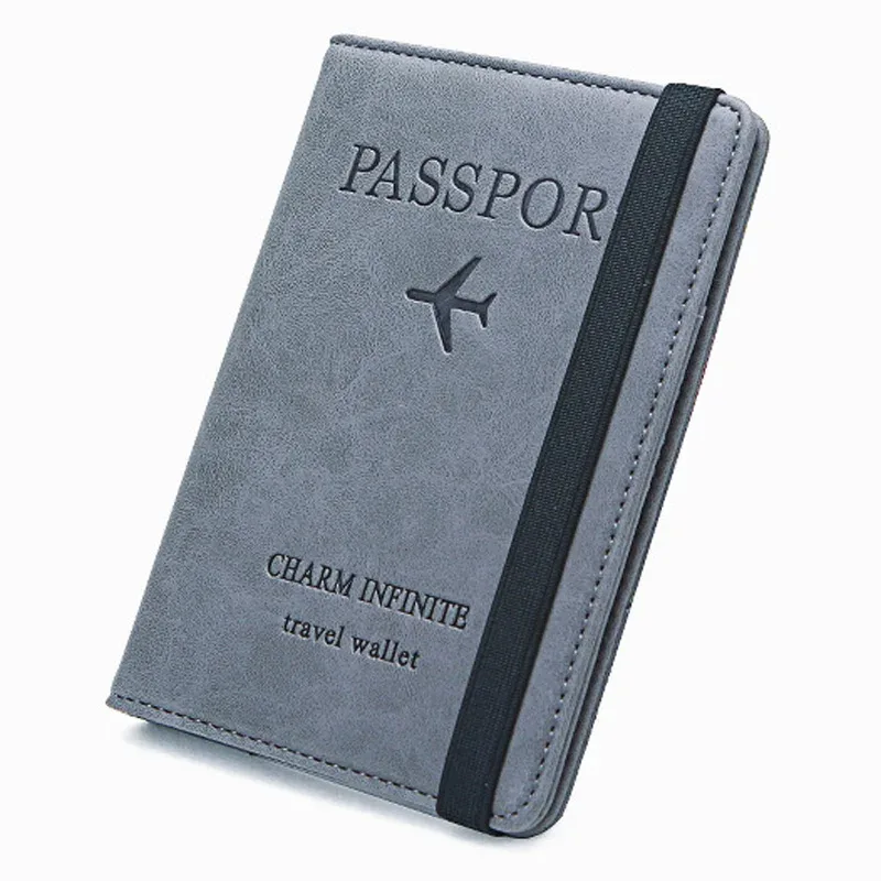 porte-passeport unisexe en cuir pu – portefeuille de voyage bloquant rfid pour cartes de crédit/carte d'identité et billets (hommes et femmes)
