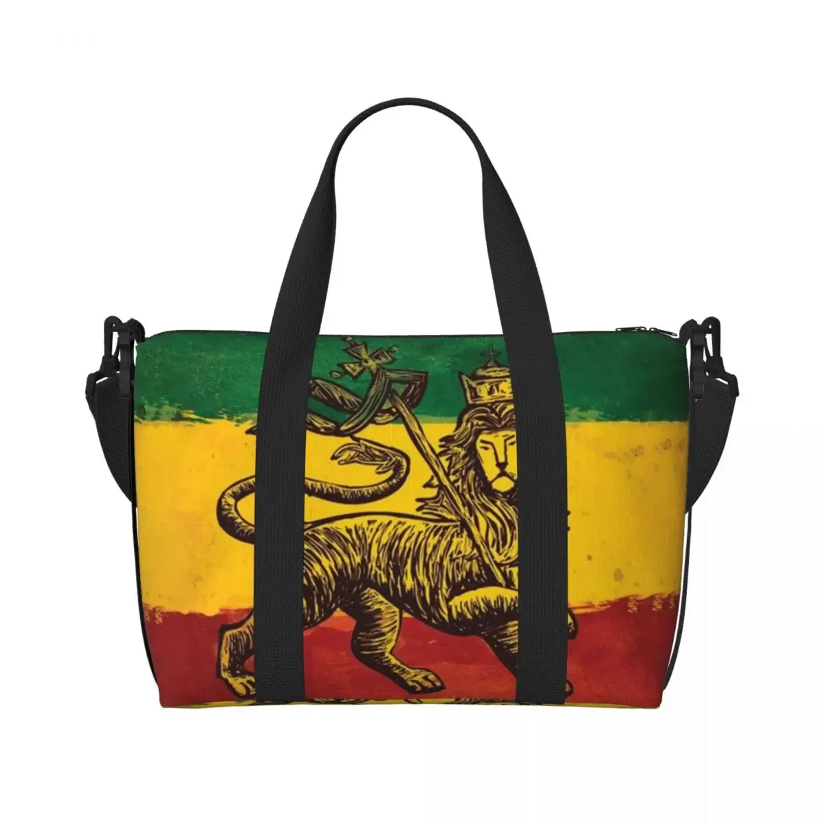 grand sac fourre-tout personnalisé rasta feel discuter of judah pour femme, jamaica rastafarian reggae shopping initié gym beach travel bag
