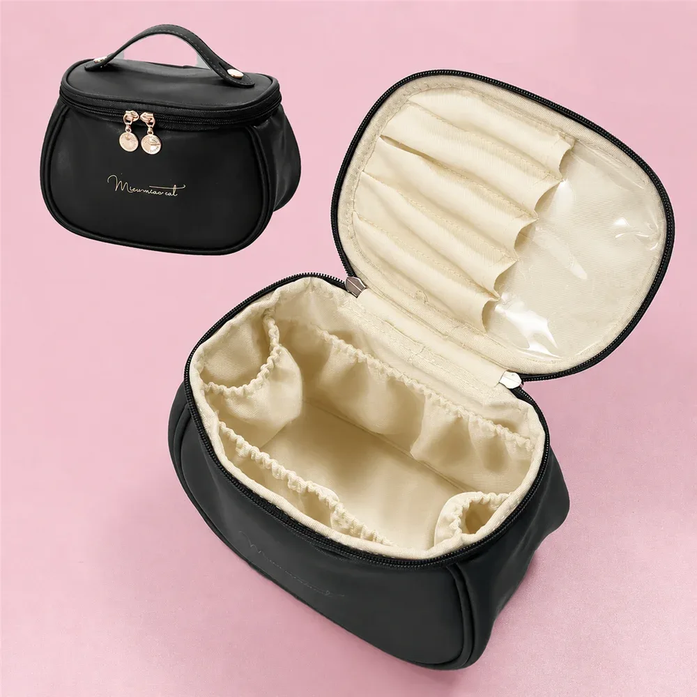 Sac de maquillage imperméable de grande capacité pour femmes, sac de toilette en cuir PU de grande capacité, sac de rangement pour cosmétiques de voyage
