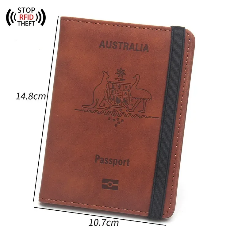 couverture de passeport australienne pour hommes et femmes, portefeuille de voyage rfid, étui pour cartes, organisateur de documents