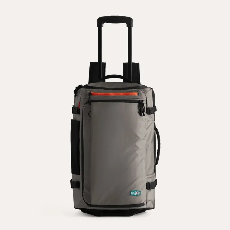 sac dos polyester beige accents noirs orange poches inclues poche rfid grande capacité cadre interne mode transport multiple usage voyage