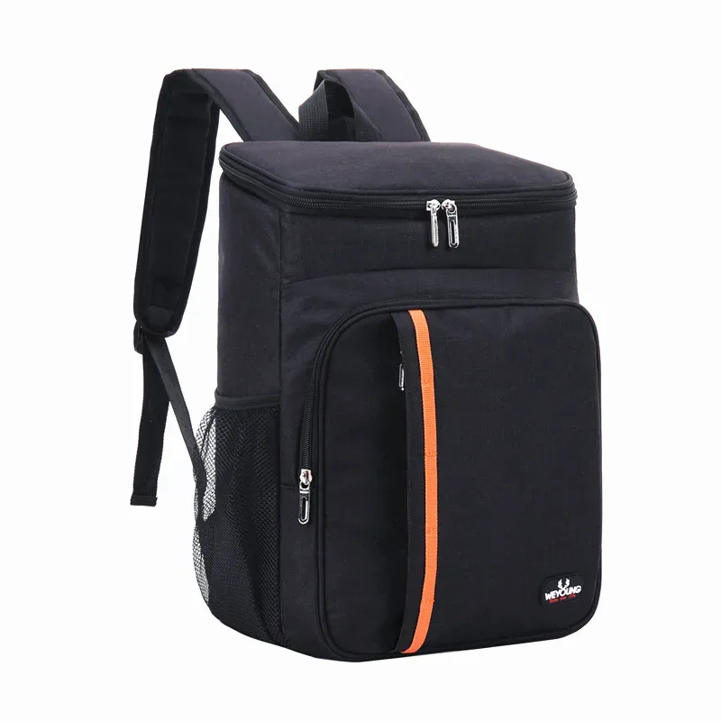 sac dos gris bande orange poches latérales maille poche zippée avant ultra léger couverture souple polyester pvc