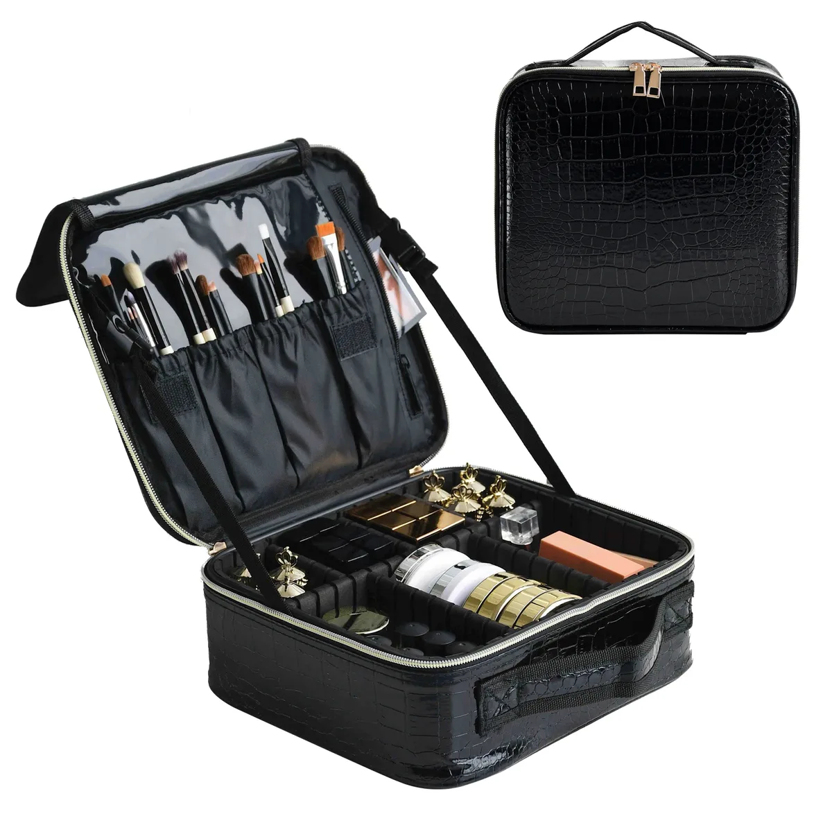 trousse à cosmétiques en cuir pu pour femme, étui de maquillage de voyage portable multifonctionnel, nouveau