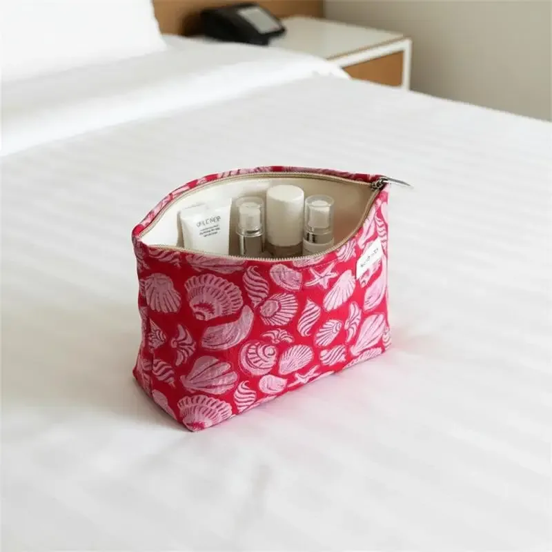 trousse de maquillage de haute qualité, imprimée coquillages, sac cosmétique multifonctionnel, organisateur de rangement portable pour les voyages des femmes