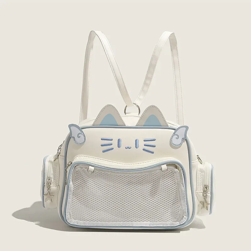 sac à dos ita bag y2k coréen kawaii pour femmes, en pu, avec poche transparente, esthétique, pour filles, à porter à l'épaule ou en bandoulière