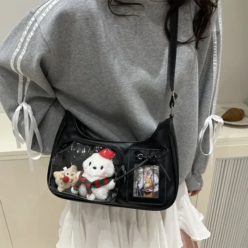 sac à bandoulière y2k harajuku pour femme, sac ita transparent coréen, sac à bandoulière scolaire, sac à main de créateur japonais style preppy