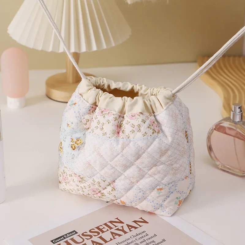 sac de rangement portable de voyage grande capacité avec cordon de serrage, en forme de coquille, mignon, de niche, pochette de rangement polyvalente en coton