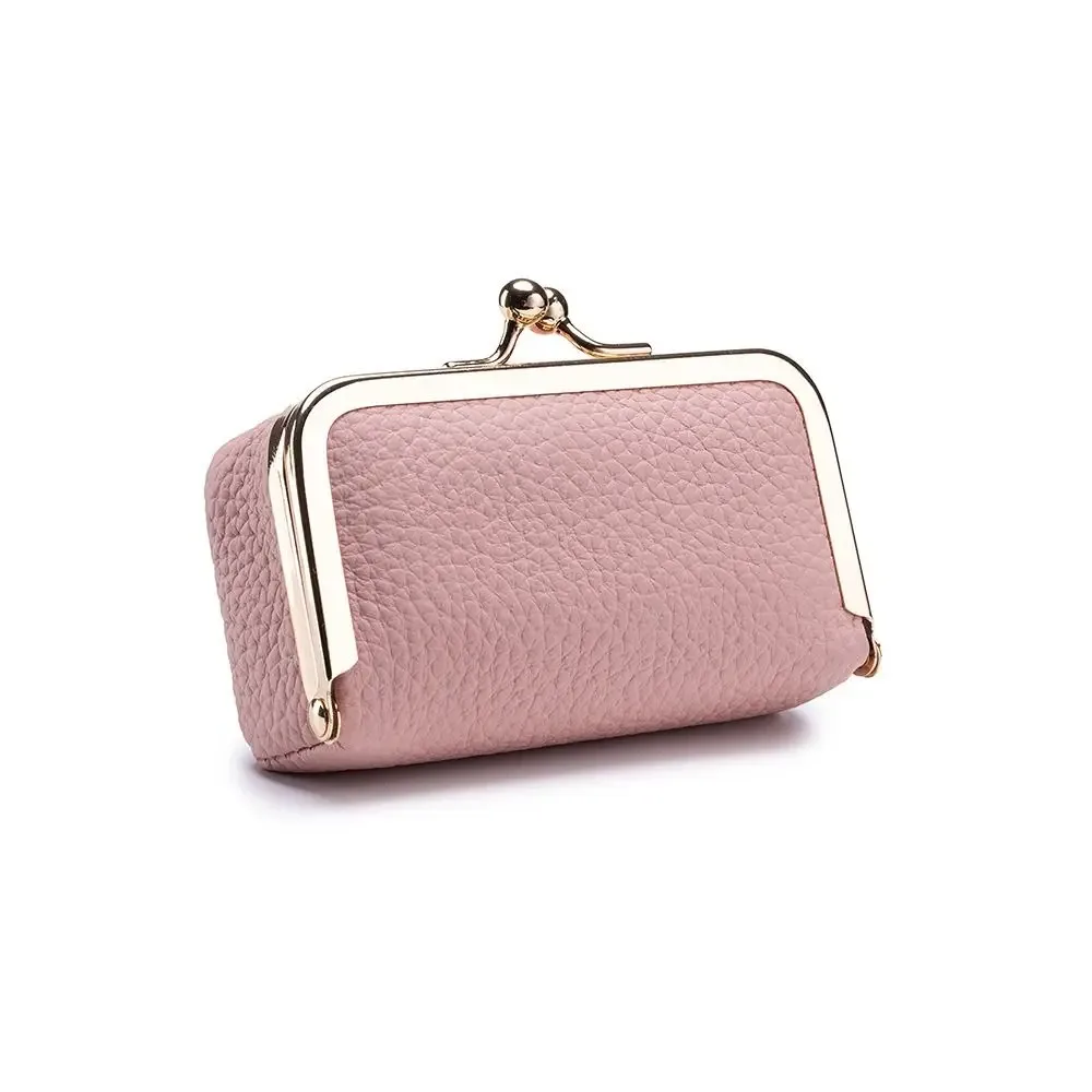 pochette à rouge à lèvres polyvalente et portable, exquise avec miroir de maquillage, sac à bijoux en cuir, couleur unie, sac de rangement anti-perte pour maquillage