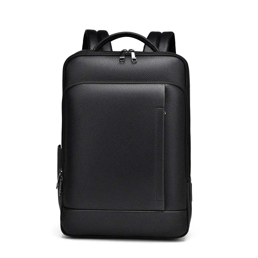 sac à dos pour ordinateur portable 15.6 pouces pour hommes, sacoche en cuir pu, chargeur usb, sac à dos de direction, porte-documents, bureau, voyage, sac à bandoulière d'affaires