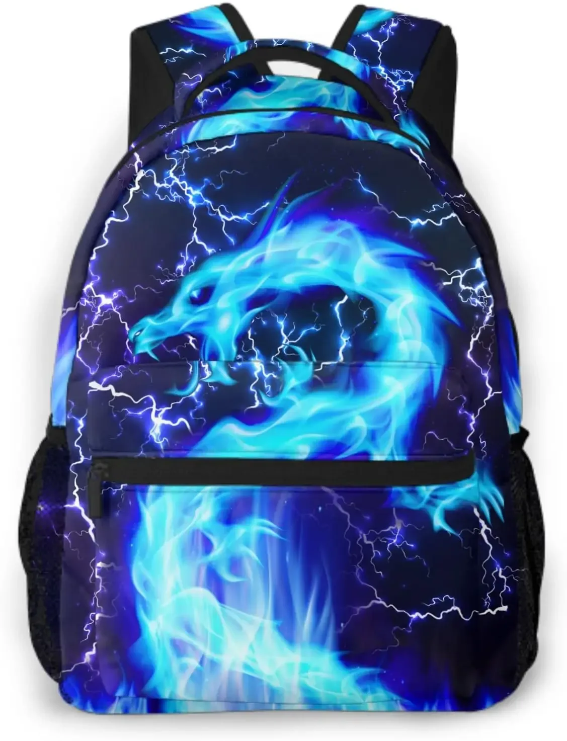 sac à dos dragon de feu rouge et bleu pour garçons âgés de 4 à 12 ans, sac à dos cool lightning, sac à livres animal pour enfants de 2e, 3e, 4e, 5e et 6e année