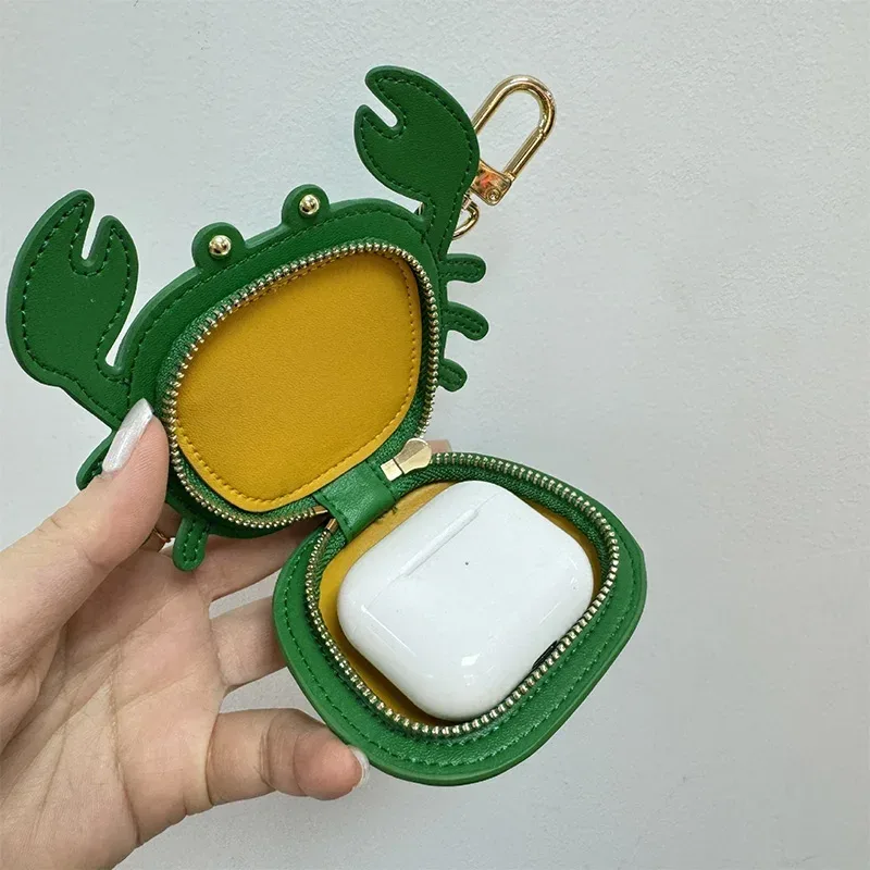porte-monnaie crabe en cuir microcarence, mini portefeuille, maquillage, sac de rangement pour écouteurs, cartable, sac à main pendentif, accessoires de charme