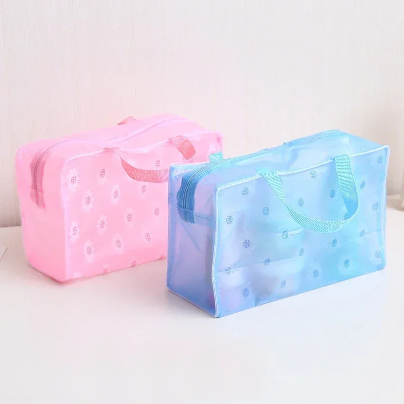 sac à cosmétiques transparent en pvc floral, trousse de maquillage transparente pour femmes et filles, trousse de beauté étanche à fermeture éclair, trousse de toilette de voyage, sac à main