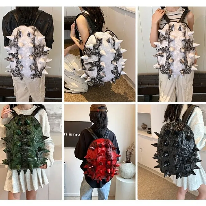 style punk mode conception unique sacs à dos 2025 nouveau hérisson grande capacité sacs style chaud pu personnalité sacs de voyage spike