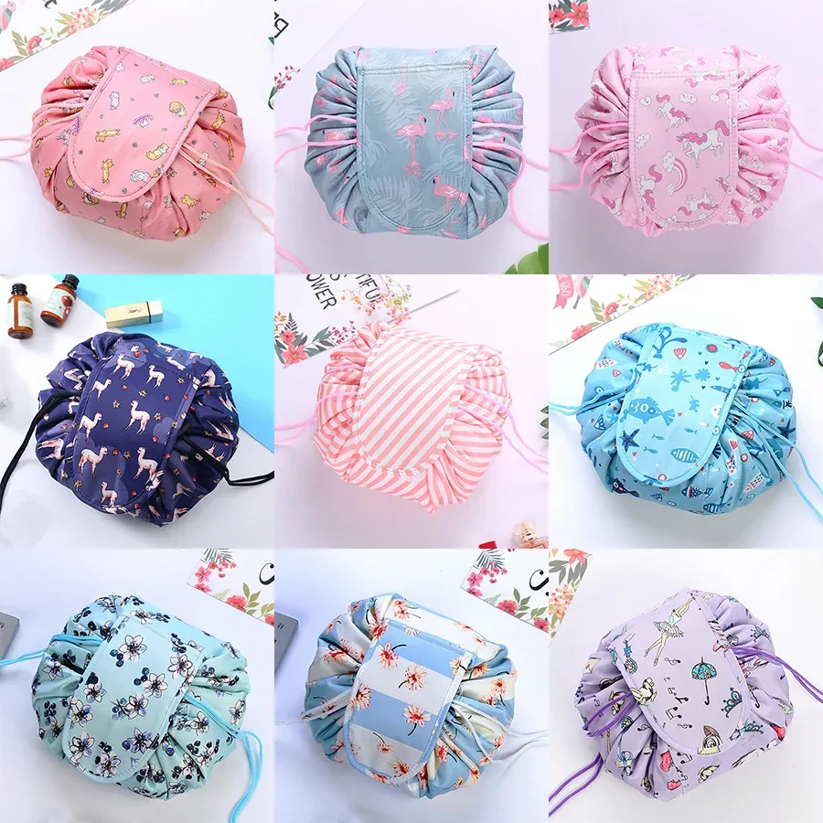 sac à cosmétiques à cordon de serrage pour femmes, sac de rangement de voyage, sac de maquillage, organisateur, pochette de maquillage portable étanche, trousse de toilette et de beauté