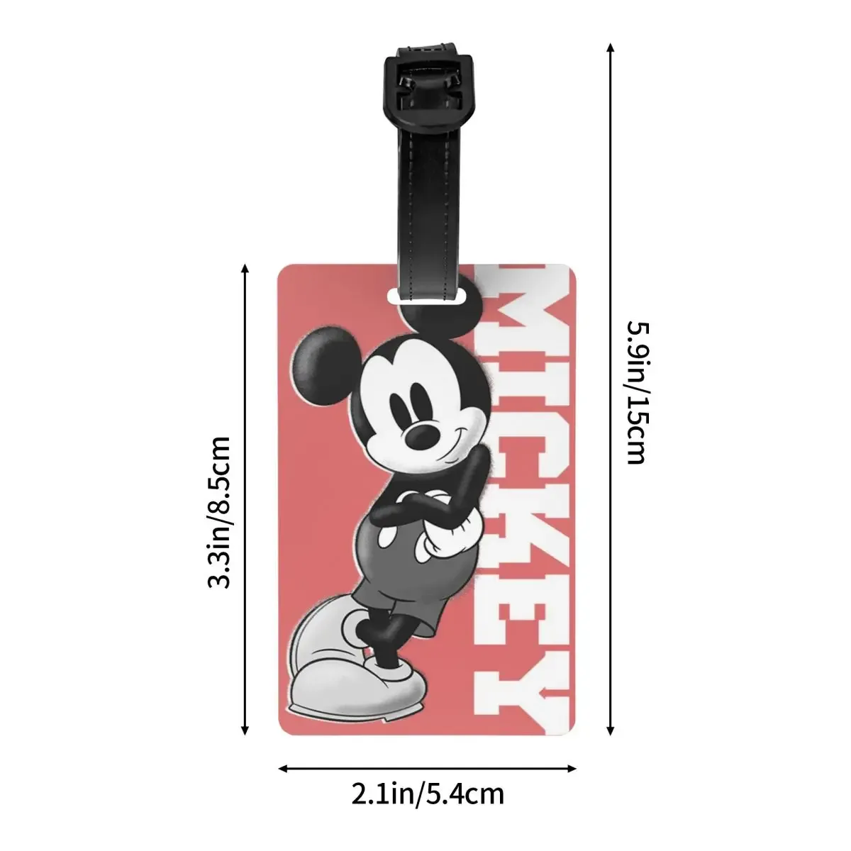 étiquette de bagage personnalisée m-mouse pour valises, étiquettes de bagage mignonnes de dessins animés, étiquette d'identification avec couverture de confidentialité