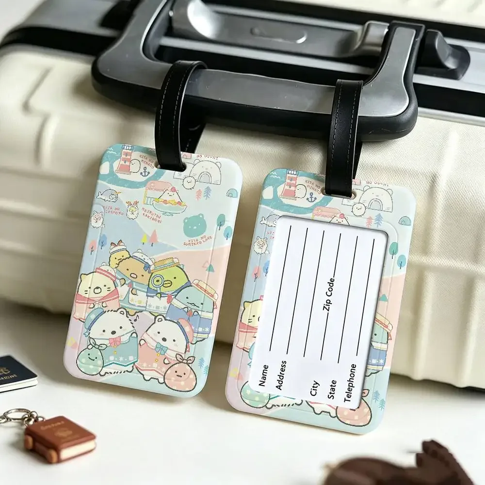 porte-étiquette d'identification anti-perte en pvc flexible sumikko gurashi, anime japonais, pour tous types de sacs de voyage