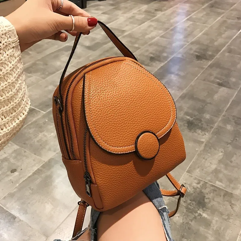 mini sac à dos à rabat, sac à dôme bandoulière convertible décontracté, sac à dos à poignée supérieure en simili cuir (7,87*9,06*3,15) pouces