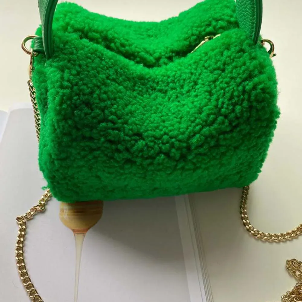 mode fourrure laine d'agneau sacs à main rabat femme conception doux en peluche filles chaîne messager sac à bandoulière bandoulière dames sac à main sacs à main