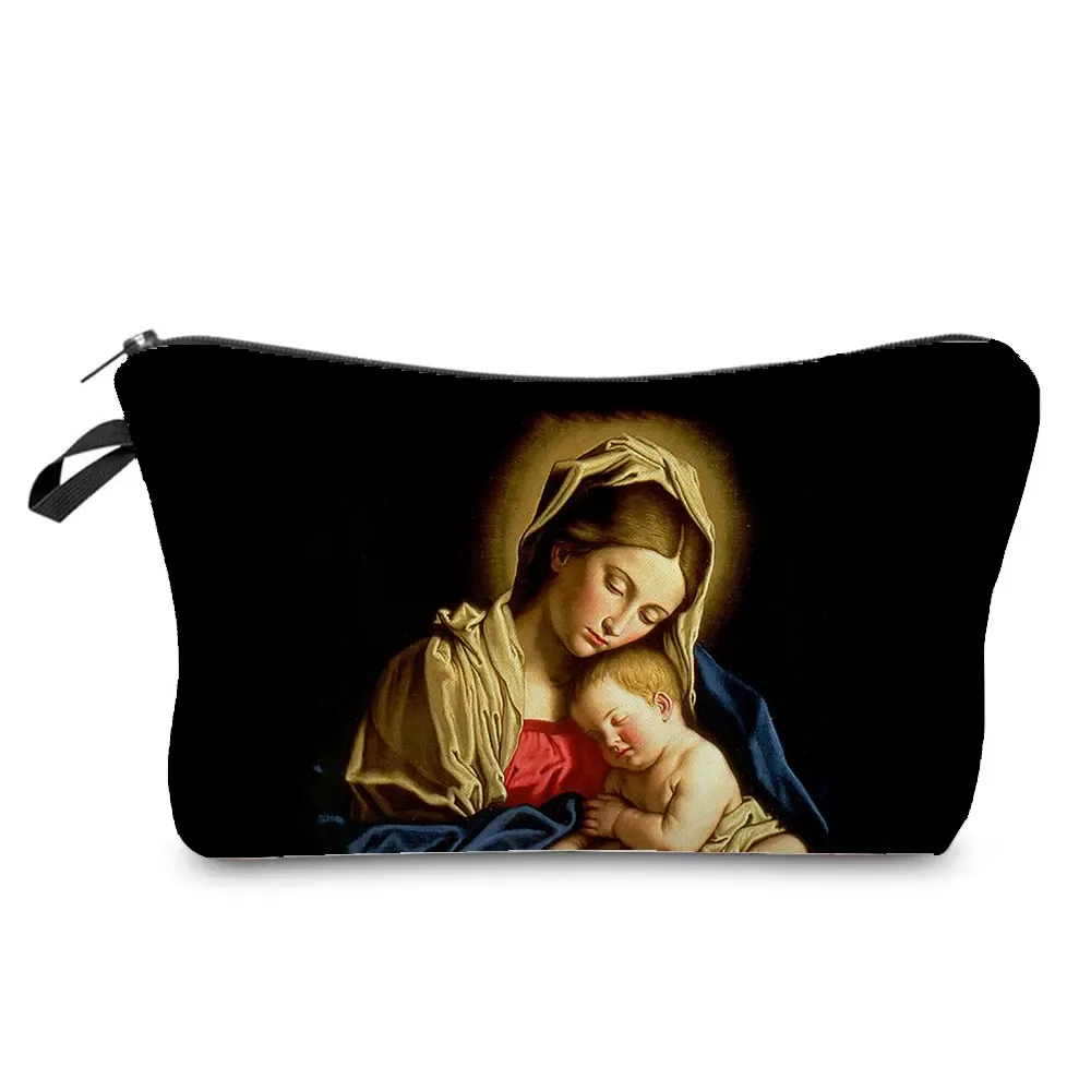 trousse de toilette à motif spinal pour femme, trousses de maquillage brodées personnalisées, trousse de toilette de voyage, belle déesse, imprimé enfant
