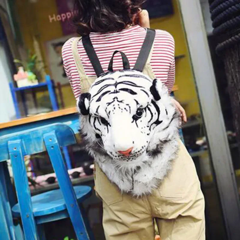 sac dos tissu coton tête tigre motifs pelage orange noir peluche expressive usage étudiant voyage