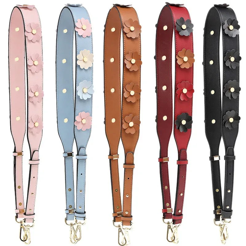 large sangle de sac à bandoulière en cuir pu pour femmes, longue sangle de remplacement pour sac à main, rivet coloré, poignée de sac à bandoulière florale