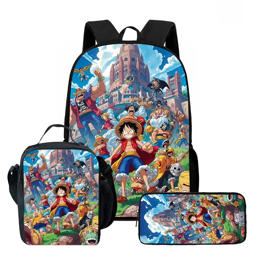 sac dos polyester dessin animé noir motifs personnages animés format 20 35 litres poche ouvrante sangles ajustables usage scolaire voyage