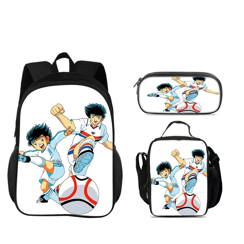 sac dos nylon dessin animé captain tsubasa bleu gris orange format 20 35 litres bandoulière arquée trousse maquillage sac lunch
