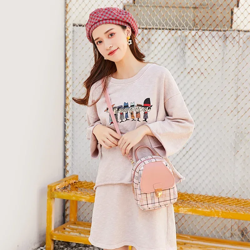 nouveau mini sac à dos bandoulière pour adolescente, sac à main à carreaux pour femme, sac à bandoulière pour téléphone, style coréen, nouveau modèle tendance pour femme