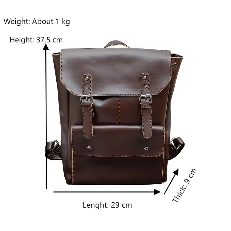 sac à dos en cuir vintage pour hommes, sac à livres, sac pour ordinateur portable de 14 pouces, imperméable, utilitaire, grande capacité, sac à dos pour la randonnée, le travail et les affaires.