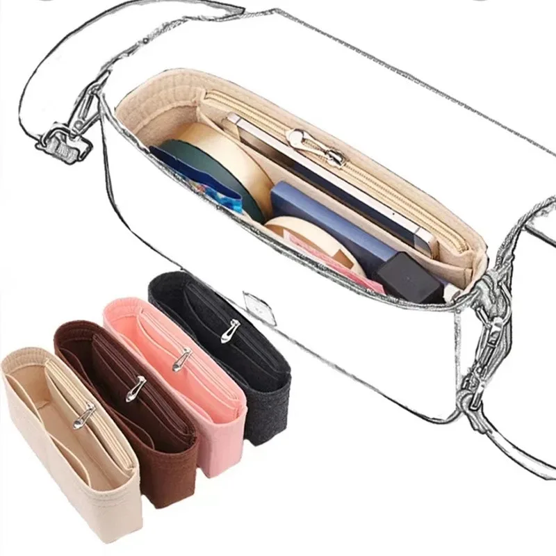 organisateur voyage tissu feutre non tissé multicouleurs compartiments poignée glissière maquillage sacs cosmétiques accessoires femmes