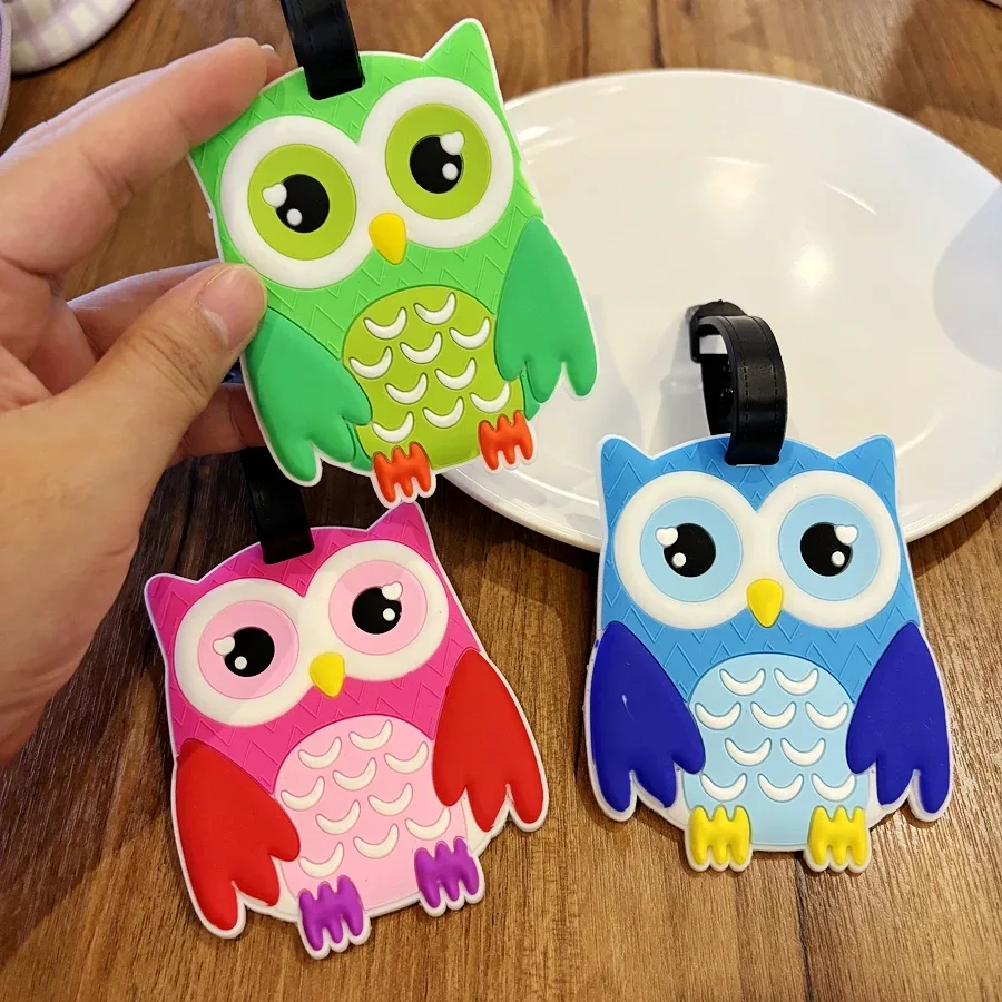 étiquette de bagage hibou, pendentif portable avec nom, écriture, bagage d'aéroport, anti-perte, identification du nom, stylo d'étiquette de nom de bagage, 1 pièce/3 pièces