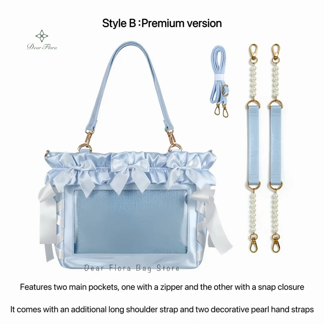 nouveau sac bandoulière y2k avec nœud en ruban, sac à bandoulière transparent grande capacité pour jeunes filles, sac à main diy, sac fourre-tout en satin pour femme
