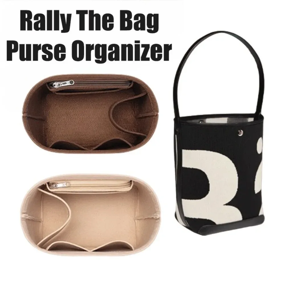 organisateur de sac à insérer en feutre, s'adapte au sac de rallye, seau fourre-tout, doublure façonnant, séparateur de sac à main intérieur avec poche à fermeture éclair, rangement léger