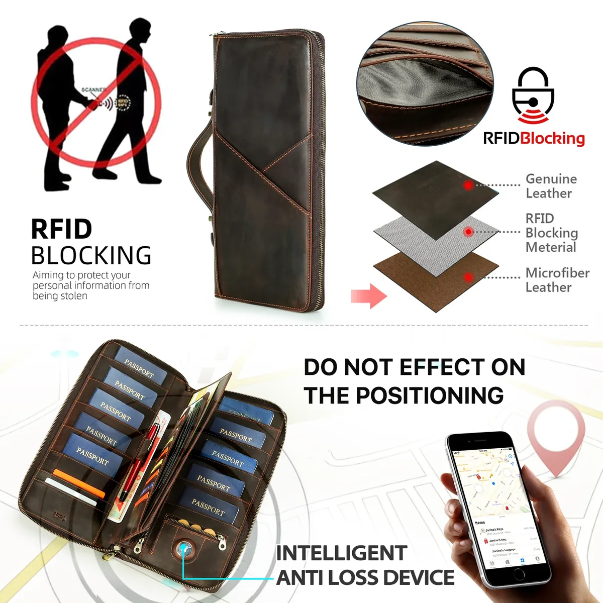 porte-passeport, portefeuille, organisateur de documents de voyage familial, étui pour passeport, porte-cartes, pochette, rfid, antivol, anti-perte