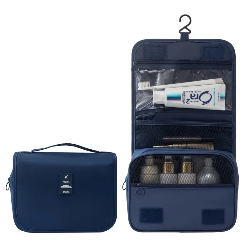 trousse de toilette suspendue pour voyages d'affaires, trousse de maquillage portable de grande capacité pour soins de la peau, sac de rangement pliable avec séparation sèche et humide