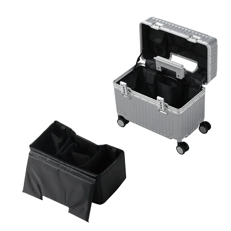 valise cabine en aluminium de 18 pouces, petite valise à roulettes adaptée aux voyages courts, aux affaires et à l'utilisation au bureau, avec roues universelles et serrure douanière.