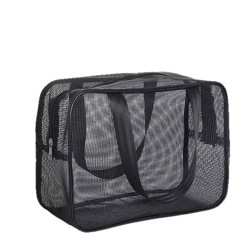 sac de toilette en maille noire, organiseur de douche portable, sac de voyage étanche et anti-fuite, sac de sport